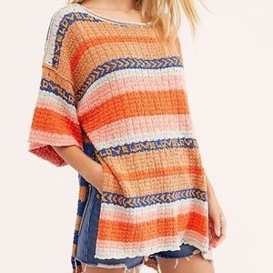Free People Hidden Love Boho Poncho Knit Tunic Sweater Size XS